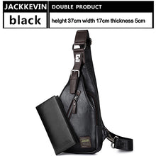 Load image into Gallery viewer, JackKevin Men's Fashion Crossbody Bag Theftproof Rotatable Button Open Leather Chest Bags Men Shoulder Bags Chest Waist Pack